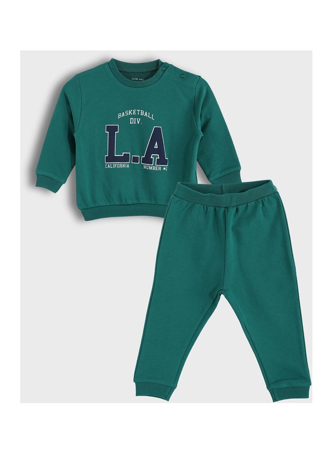 LC WAIKIKI Crew Neck Printed Baby Boys' Sweatshirt and Pants 2 Pack Set - Image 1