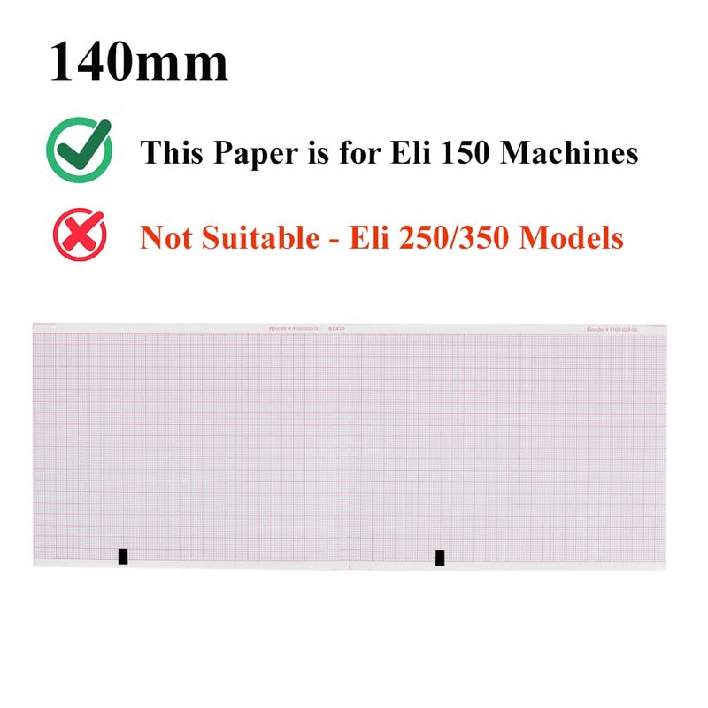 Quality Chart Paper Mortara ELI 150 EKG Machine Paper - 108mm X 140mm X 200 Sheets (5 Packs) - Image 3