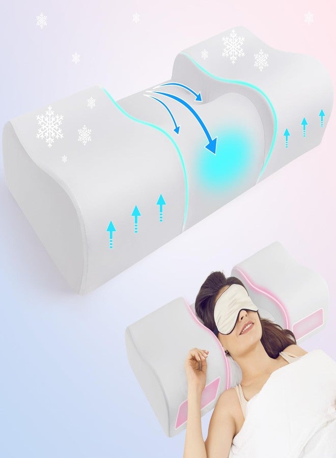 vamorry Anti Wrinkle Ergonomic Back Sleep Training Pillow: Cervical Memory Foam Anti Aging Beauty Pillow for Neck Pain Relief - Contoured Neck & Shoulder Support Flawless Face Pillow with Cooling Pllowcase - Image 1