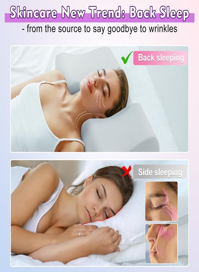 vamorry Anti Wrinkle Ergonomic Back Sleep Training Pillow: Cervical Memory Foam Anti Aging Beauty Pillow for Neck Pain Relief - Contoured Neck & Shoulder Support Flawless Face Pillow with Cooling Pllowcase - Image 3