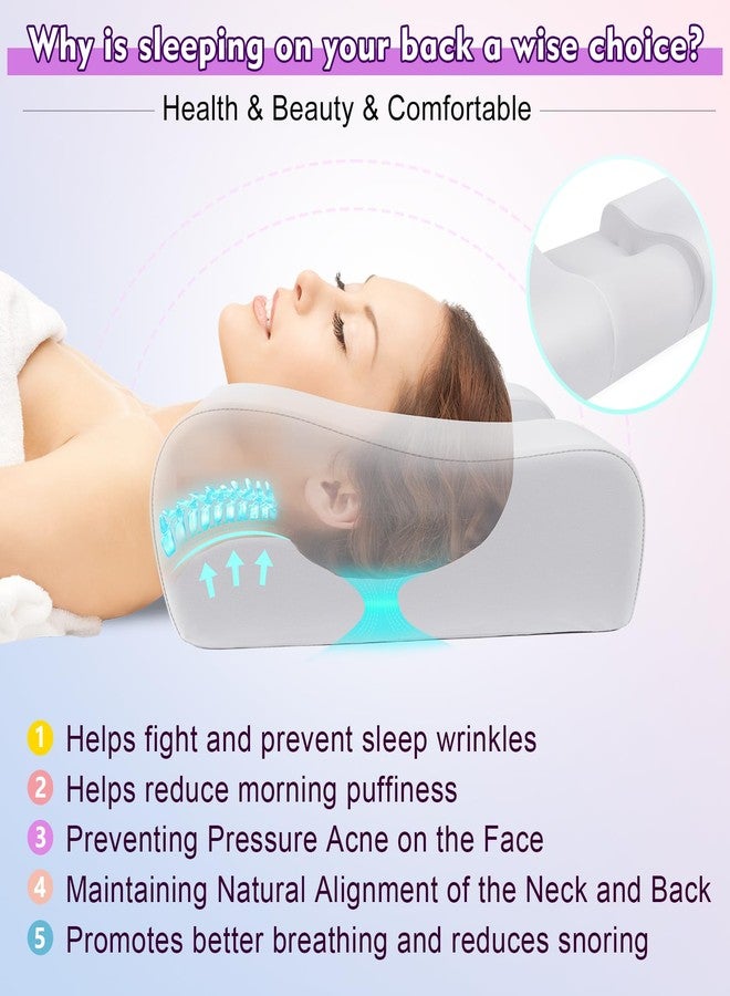vamorry Anti Wrinkle Ergonomic Back Sleep Training Pillow: Cervical Memory Foam Anti Aging Beauty Pillow for Neck Pain Relief - Contoured Neck & Shoulder Support Flawless Face Pillow with Cooling Pllowcase - Image 5