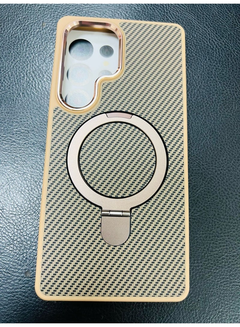 Raxoom Designed for Samsung Galaxy S25 ULTRA  with Magnetic Ring Stand Slim Liquid Silicone S25 Phone Case BROWN - Image 1