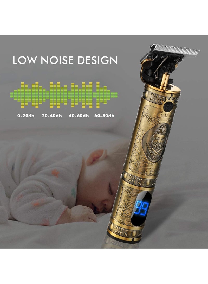 Upgraded Hair Trimmer Beard Clippers for Men Professional USB Electric Hair Clippers for Hair Cutting T Blade Gold Trimmers Pro Li Cordless Outliner Zero Gaped Rechargeable Retro Trimmer LED Display - Image 5