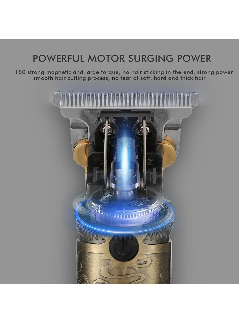 Upgraded Hair Trimmer Beard Clippers for Men Professional USB Electric Hair Clippers for Hair Cutting T Blade Gold Trimmers Pro Li Cordless Outliner Zero Gaped Rechargeable Retro Trimmer LED Display - Image 4