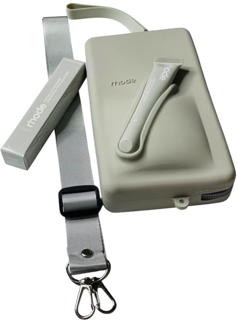 رود حقيبة رود بوتش مع حزام قابل للتعديل وملمع شفاه - حقيبة مستحضرات تجميل صغيرة انيقة للمكياج والسفر والضروريات اليومية (رمادي) - Image 2