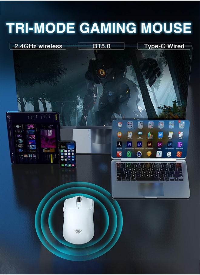 ماوس ألعاب لاسلكي SC580، ماوس ألعاب ثلاثي الوضع 2.4 جيجاهرتز/بلوتوث/يو إس بي-سي لأجهزة الكمبيوتر المحمولة/الكمبيوتر الشخصي/ماك/الكمبيوتر اللوحي