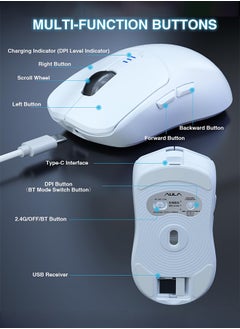 AULA SC580 Wireless Gaming Mouse, Tri-Mode 2.4G/BT/USB-C Gaming Mouse for Laptop/PC/Mac/Tablet  - Image 3
