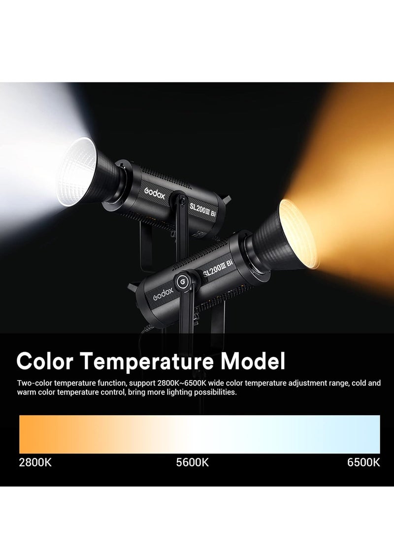 جودوكس SL200III Bi 215W Bi-Color LED Video Light,2800~6500K CRI/TLCI 96+/97+ LED Studio Light,APP/2.4GHz Wireless Control,Silent Mode,9 FX Effects,for Photography,Interview Lighting, Video Filming  - Image 3