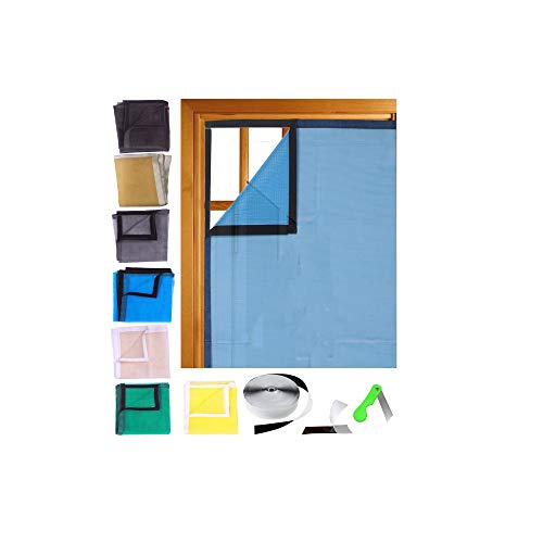 SAI PRASEEDA Mosquito Net for Window with Fiber Glass 4/3feet(120/90cm) 47/35Incheses 1 Year Guarantee Already Stitched with Net(Blue Color) 200GSM - Image 1
