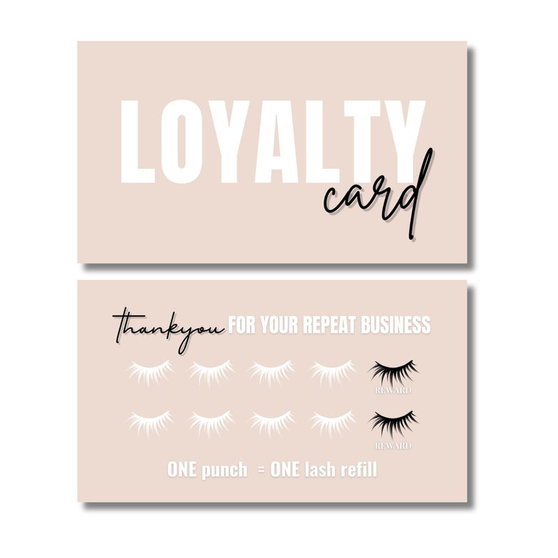 Tats4now Eyelash Extension Loyalty Card, 10-Punch Reward System, Black and Pink Neon Design, 55 cards, full color high gloss front and back (Tan) - Image 4