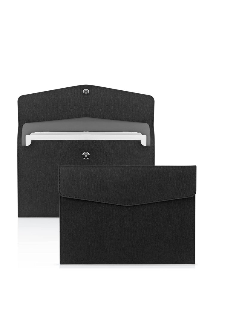 Beauenty 2PCS Waterproof A4 PU Leather Document Organizer, Lightweight Multi-Function File Holder  Portfolio Case for Papers and Tablets - Black  - Image 1