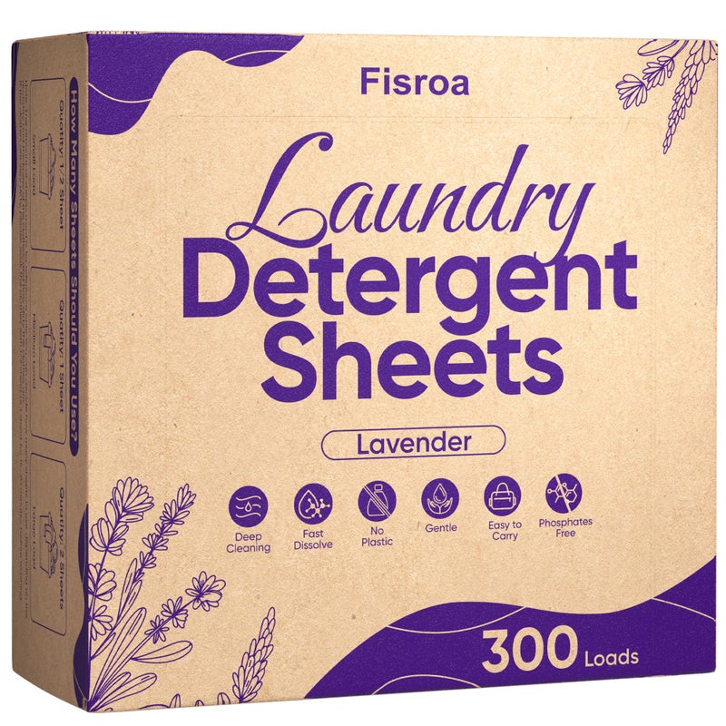 Lavender Laundry Detergent Sheets Travel Ecofriendly 300 Loads Fisroa Clothes Washing Detergent Sheets PlasticFree Washer Strips Liquidless Laundry Strips Tablet