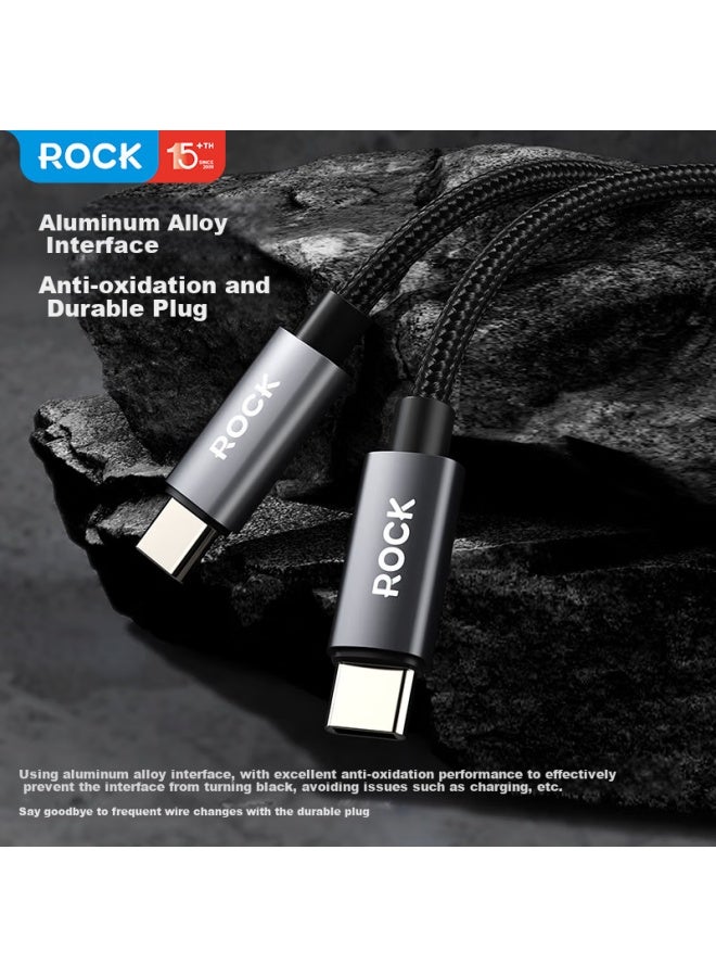Rock Apple 16/15 Charging Cable Dual Type-c Data Cable Pd60w Fast Charge For Iphone 15/16 Pro Max Tablet Laptop Huawei Honor Black 1m - Image 1