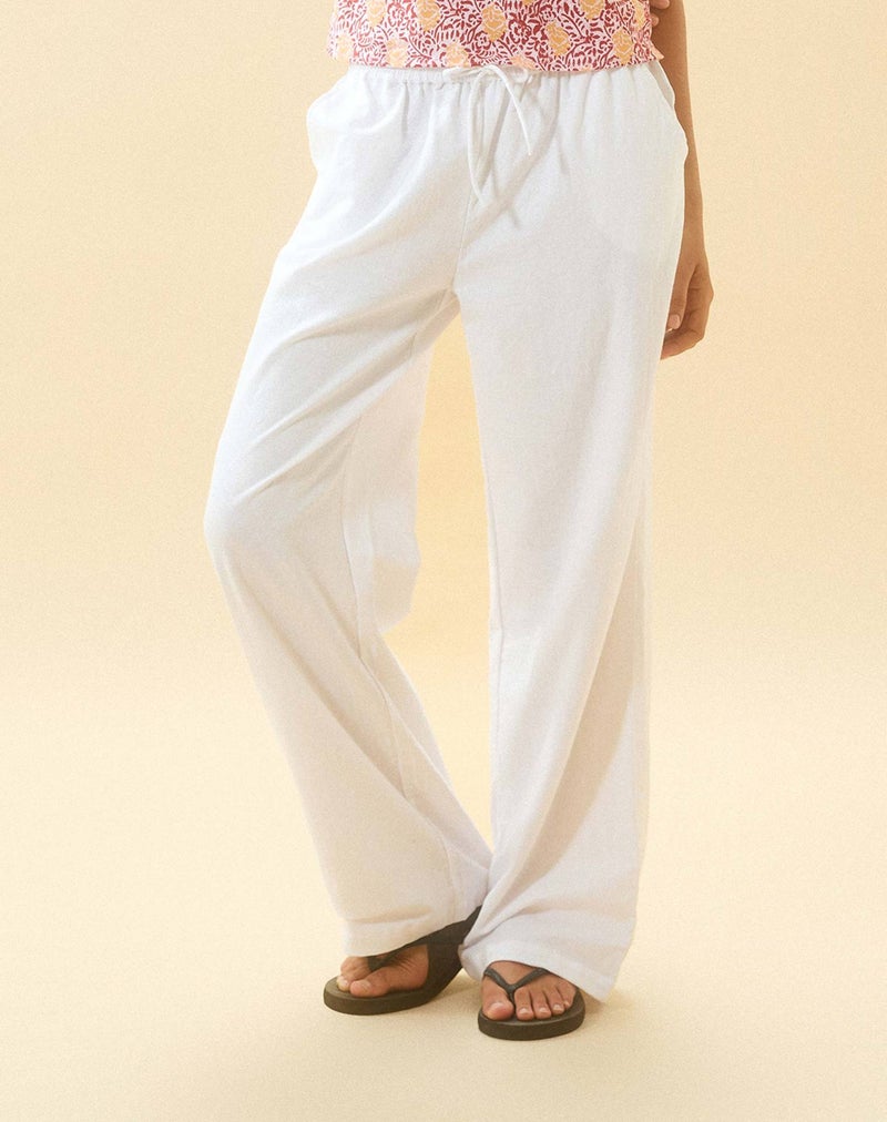 Womens Plus Size Casual Drawstring Trousers White