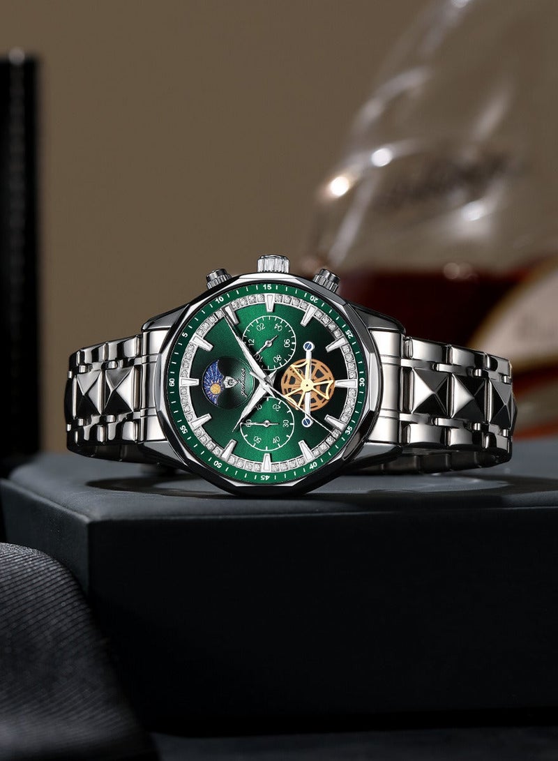 GOHUOS Watches for Men, Top Brand Luxury Stainless Steel Band Waterproof Luminous Chronograph Analog Classic Quartz Wrist Watch - 43mm - Father or Boyfriend Gift - Image 3