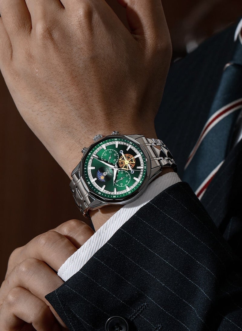 GOHUOS Watches for Men, Top Brand Luxury Stainless Steel Band Waterproof Luminous Chronograph Analog Classic Quartz Wrist Watch - 43mm - Father or Boyfriend Gift - Image 4