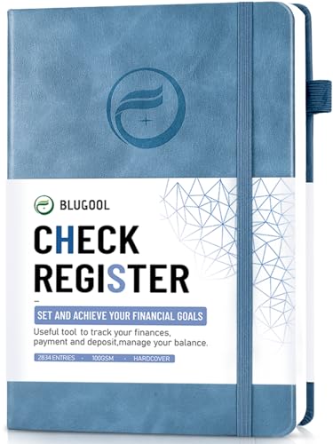 Blugool Check Registers for Personal Checkbook, Blugool Checkbook Register with Check & Transaction Registers, Accounting Ledger Log Book for Personal and Work, 5.8" x 8.3" (Blue) - Image 1