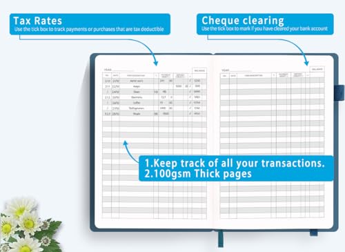 Blugool Check Registers for Personal Checkbook, Blugool Checkbook Register with Check & Transaction Registers, Accounting Ledger Log Book for Personal and Work, 5.8" x 8.3" (Blue) - Image 3