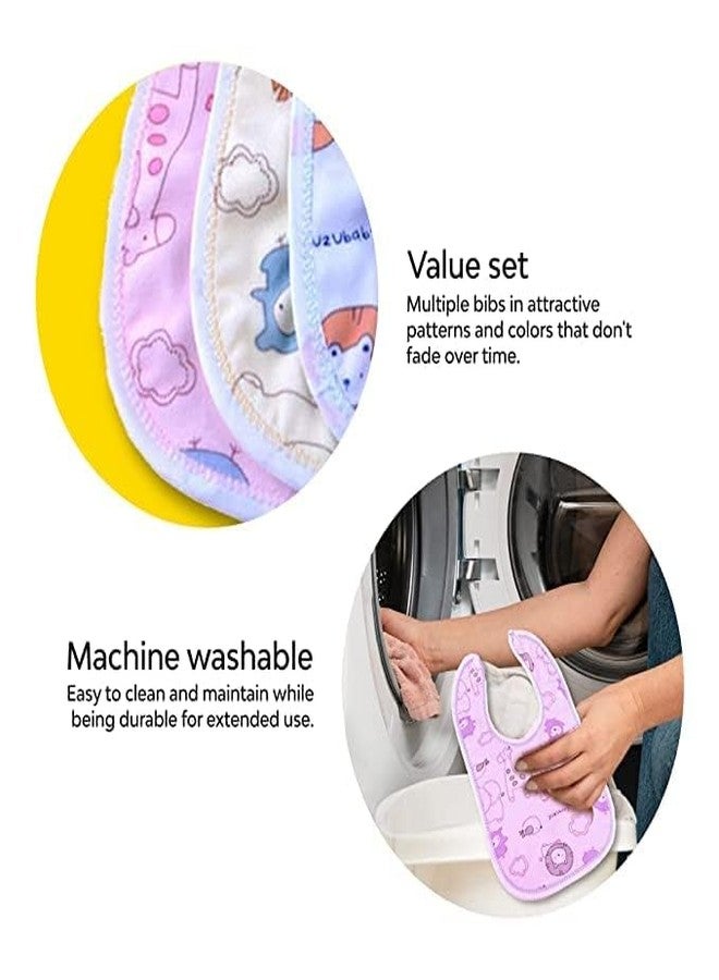 TENDSY Waterproof Spill Resistant Baby Bibs, Soft Cotton Baby Apron, 6 to 12 Months, Set of 6 - Image 3