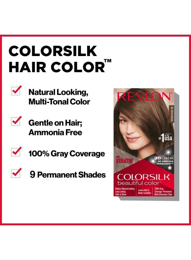 REVLON ColorSilk Hair Color with Keratin - 4N Medium Brown - (with Outrageous Shampoo 90 ml) - Image 4