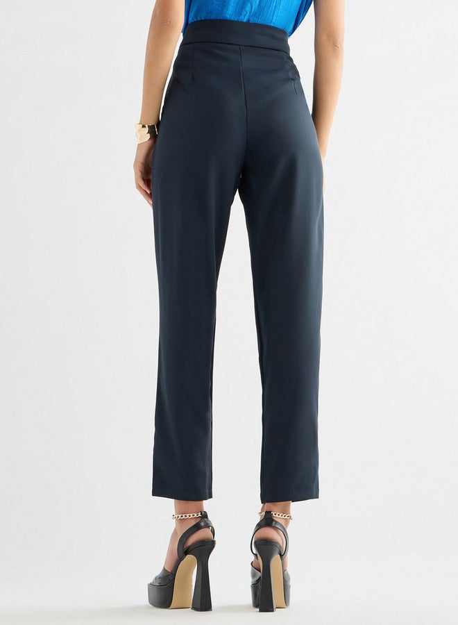 سبلاش فيڤ بنطلون سادة بقصة مستقيمة وجيوب وحزام - Image 3