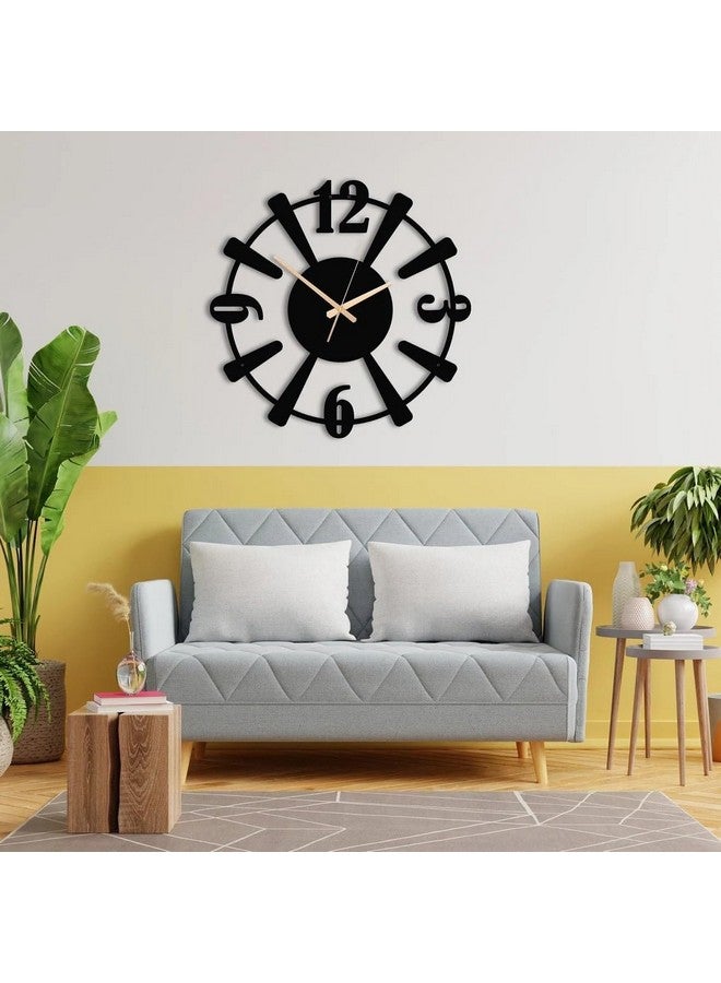 Hometrix Metal Analog Wall Clock, Stylish Clock for Living Room, Home Decor, Bedroom, Office, Kitchen & Hall, Decorative Watch with Unique Design Black (40 CM) DA-108 - Image 1
