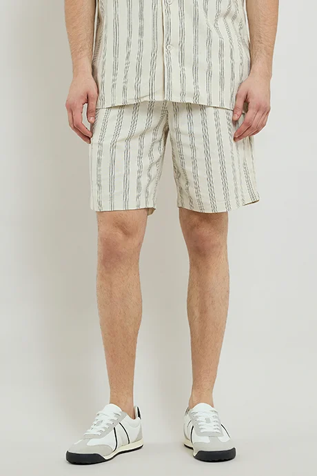 أر أند بي Striped Shorts with Drawstring Waist