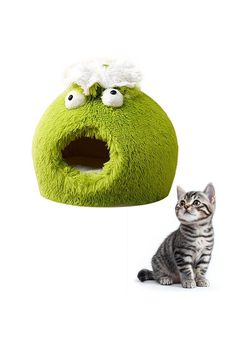 Pet Cat House Closed Cat Litter Comprehensive Thermal Belt Plush Bottom Non-Slip Not Easy To Collapse Rose Red - Image 1