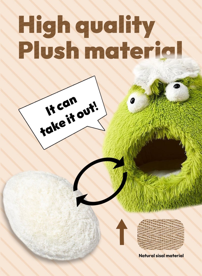 Pet Cat House Closed Cat Litter Comprehensive Thermal Belt Plush Bottom Non-Slip Not Easy To Collapse Rose Red - Image 4