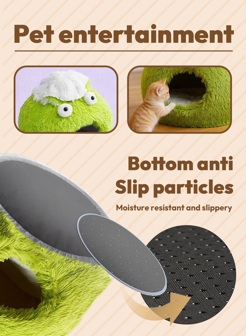 Pet Cat House Closed Cat Litter Comprehensive Thermal Belt Plush Bottom Non-Slip Not Easy To Collapse Rose Red - Image 5