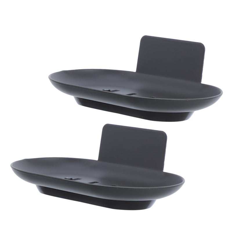 2Pcs Wall Mounted Soap Dish No Drilling Self Draining Stainless Steel Bathroom Kitchen - Image 2