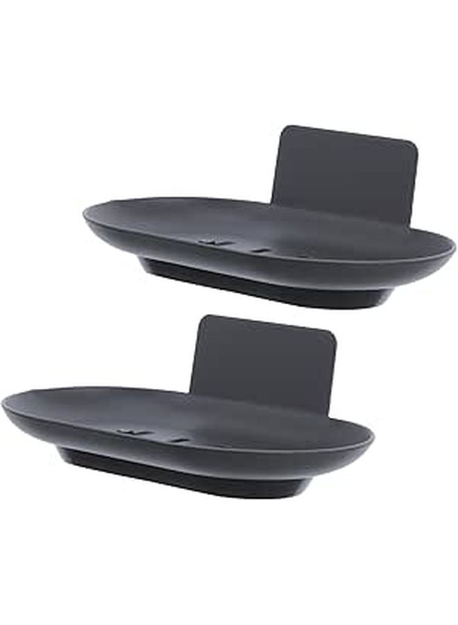 2Pcs Wall Mounted Soap Dish No Drilling Self Draining Stainless Steel Bathroom Kitchen - Image 1