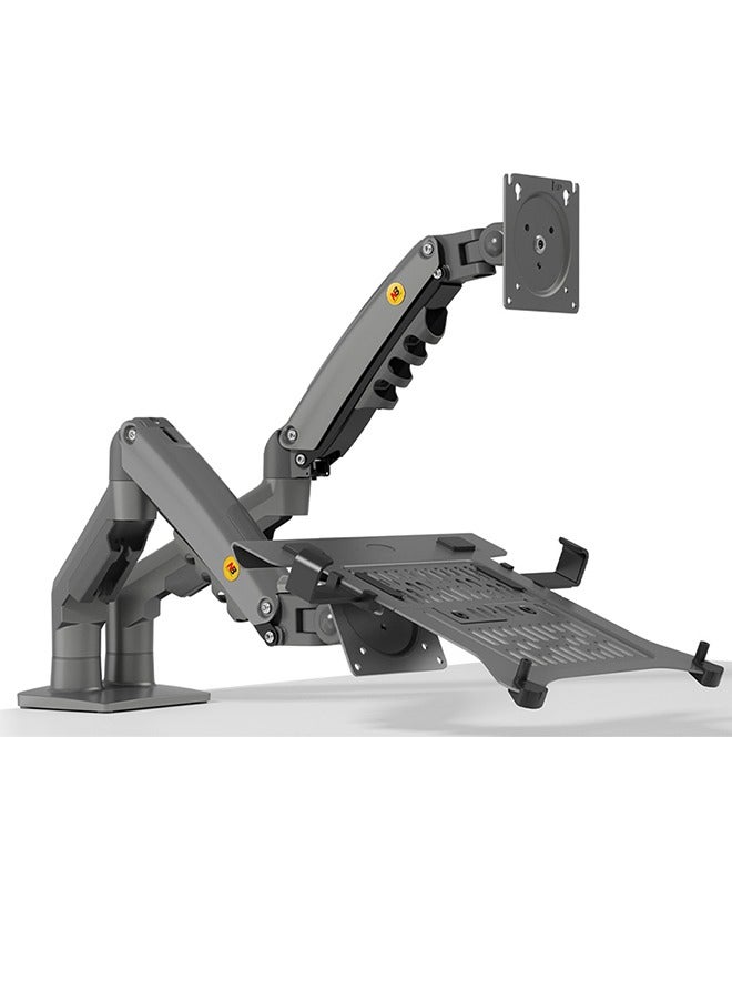 NB NORTH BAYOU Laptop Mount with Adjustable Tray for 10-17”Notebook, Full Motion Arm with VESA Plate for 17-30”Monitor,Clamp-on Grommet Mounting F160-FP (Black) - Image 2