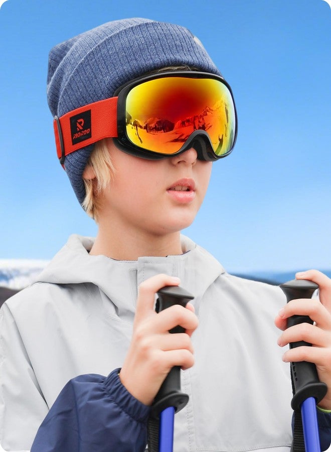 RIOROO Kids Ski Goggles, Toddler Ski Goggles Snowboard Goggles For Boys Girls Aged 3-14, 100% UV Protection OTG Ski Goggles - Image 2