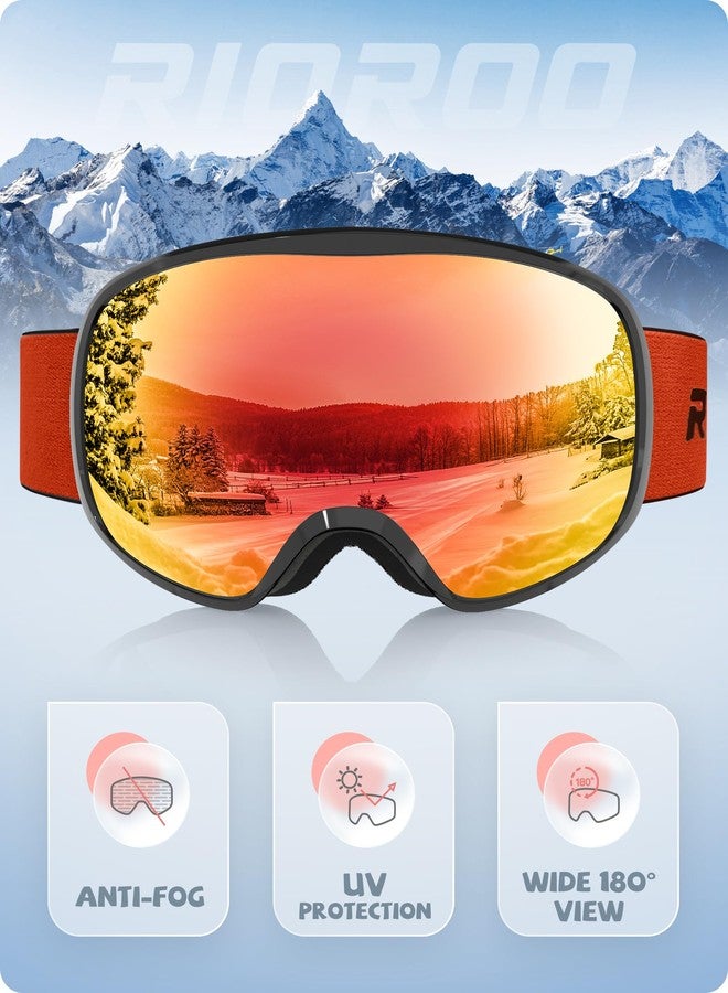RIOROO Kids Ski Goggles, Toddler Ski Goggles Snowboard Goggles For Boys Girls Aged 3-14, 100% UV Protection OTG Ski Goggles - Image 3