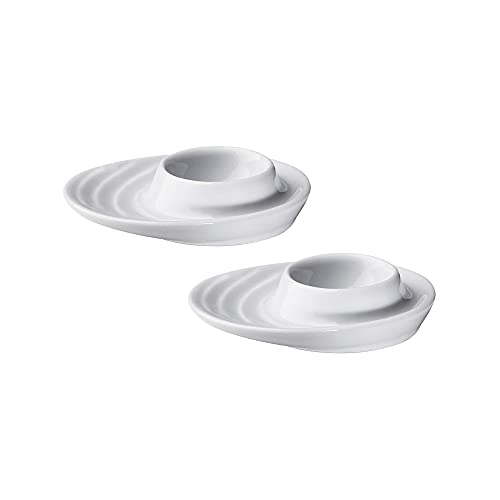 Küchenprofi Set of 2 Egg Cups with Oval Base, White Porcelain Egg Holders for Hard or Soft Boiled Eggs, 3.5-Inch by 4-Inch - Image 1