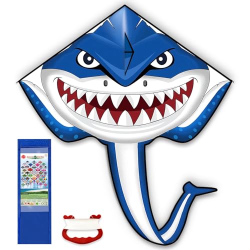 Hymaz Kites for Kids Ages 4-8 8-12, Large Shark Kite Easy to Fly for Kids & Adults, Beach Kites Toys with 328ft String and Handle, Beginner Kite for Boys Girls Outdoor Activities Summer Beach Games - Image 1