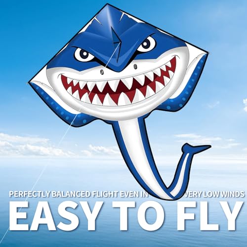 Hymaz Kites for Kids Ages 4-8 8-12, Large Shark Kite Easy to Fly for Kids & Adults, Beach Kites Toys with 328ft String and Handle, Beginner Kite for Boys Girls Outdoor Activities Summer Beach Games - Image 2