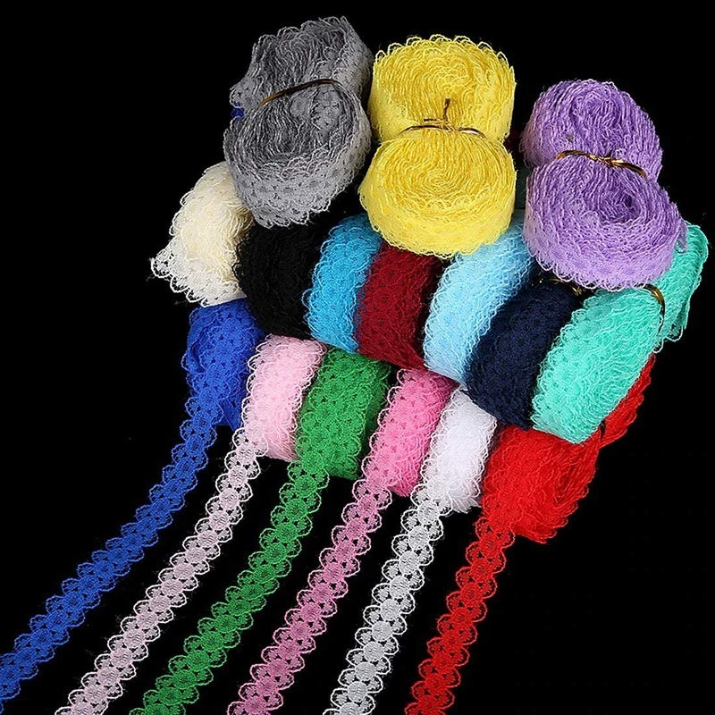 DIY Crafts Diy Crafts 15094 Decorative Lace Trim Fabric Birthday Christmas Craft Diy Sewing & Skirt Accessories, Pack of 75 Mtr 15x5, (Multicolor)  - Image 1