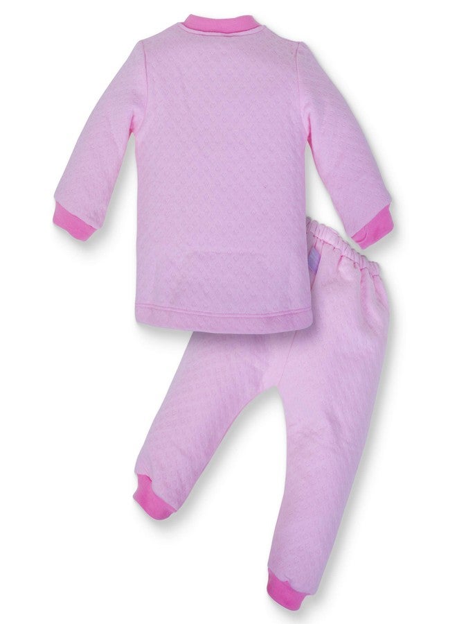 Pokory Night Suit for Babies Full Sleeves Solid Hosiery Cotton Night Suits for Baby Boy and Baby Girl |Night Wear|Night Dress|Sleeping Tshirt and Pyjama Set-Pink-Size-3 - Image 2