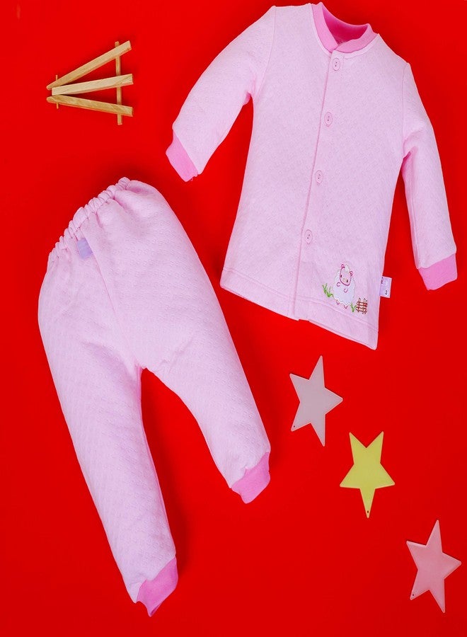 Pokory Night Suit for Babies Full Sleeves Solid Hosiery Cotton Night Suits for Baby Boy and Baby Girl |Night Wear|Night Dress|Sleeping Tshirt and Pyjama Set-Pink-Size-3 - Image 3