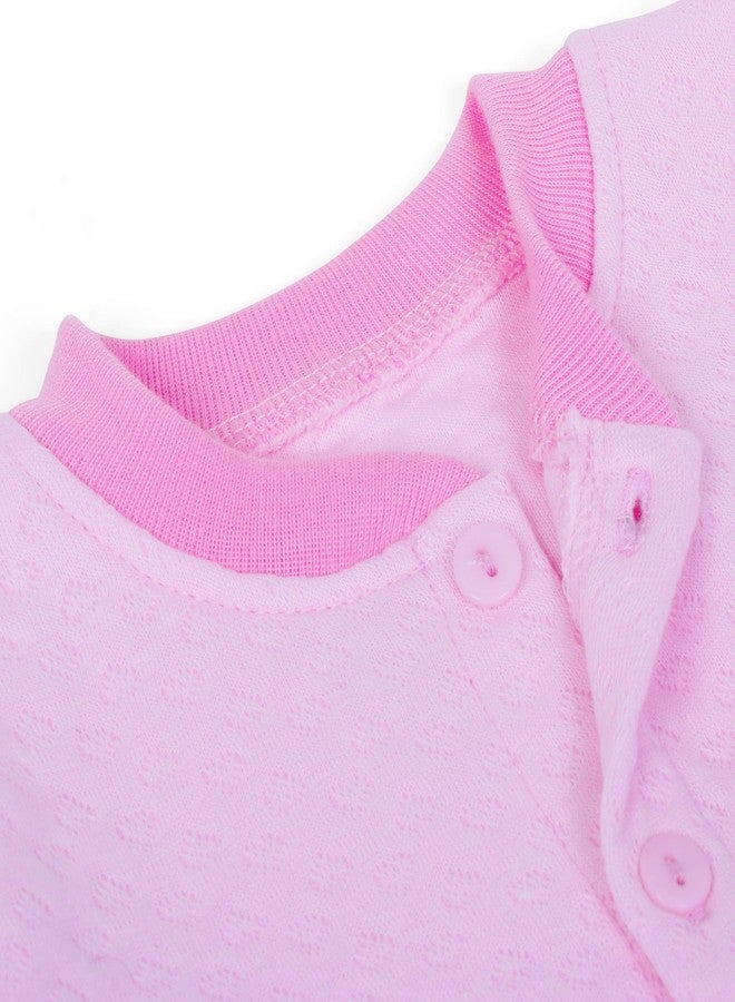 Pokory Night Suit for Babies Full Sleeves Solid Hosiery Cotton Night Suits for Baby Boy and Baby Girl |Night Wear|Night Dress|Sleeping Tshirt and Pyjama Set-Pink-Size-3 - Image 5