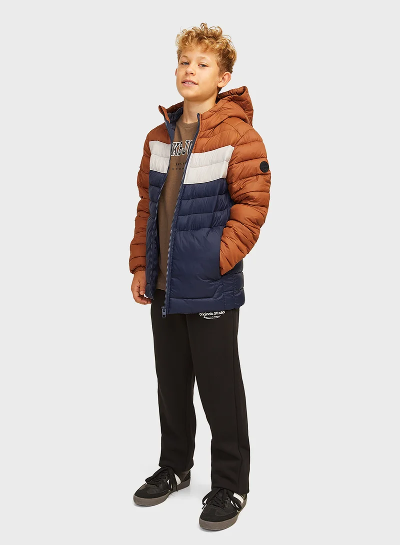 Jack & Jones Junior Youth Color Block Quilted Zip Through Jacket