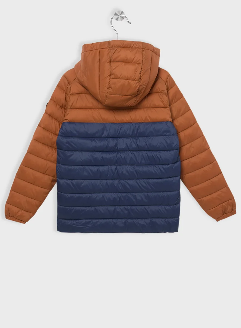 Jack & Jones Junior Youth Color Block Quilted Zip Through Jacket