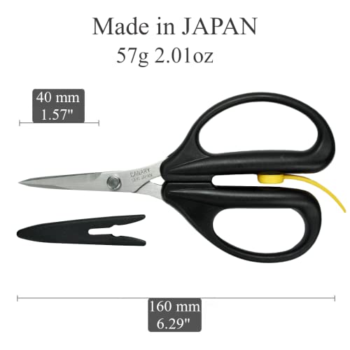 CANARY Spring Loaded Craft Scissors with Cover 6.3" [Sharp Tips], Made in JAPAN, Razor Sharp Japanese Stainless Steel Blade, Black - Image 2