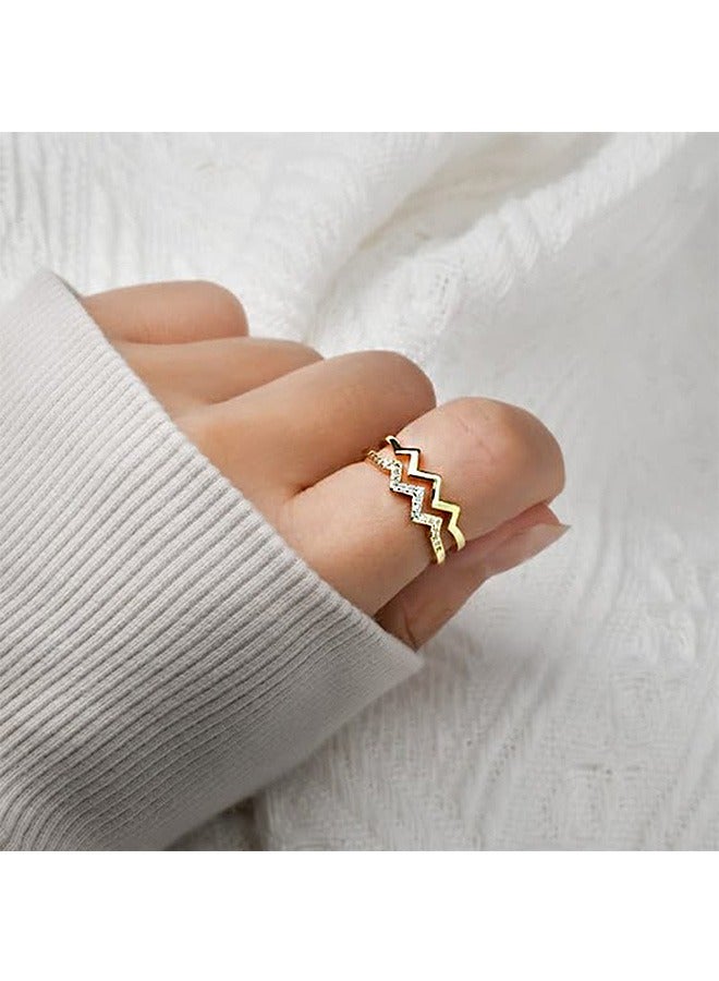 بيوند خاتم موجة الماس، خاتم تيتانيوم مضاد للبهتان، خاتم ذهبي فاخر (ذهبي) - Image 2