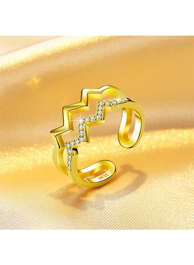 بيوند خاتم موجة الماس، خاتم تيتانيوم مضاد للبهتان، خاتم ذهبي فاخر (ذهبي) - Image 5