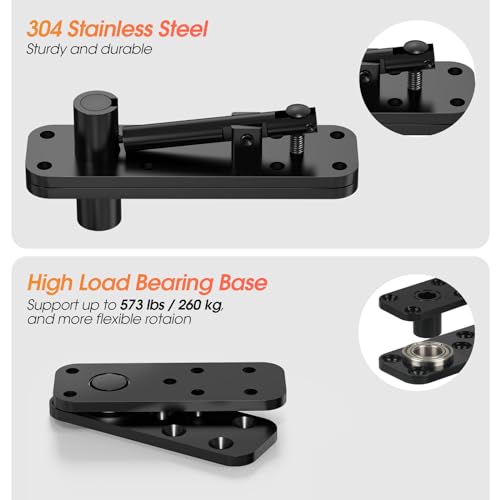 Aglehome Pivot Hinge, Heavy Duty Hidden Door Hinge for Wood Secret Door, Pivot Door Hardware for Hidden Door Bookcase, 360 Degree Rotation Stainless Steel Invisible Pivot Hinge System – Black - Image 4
