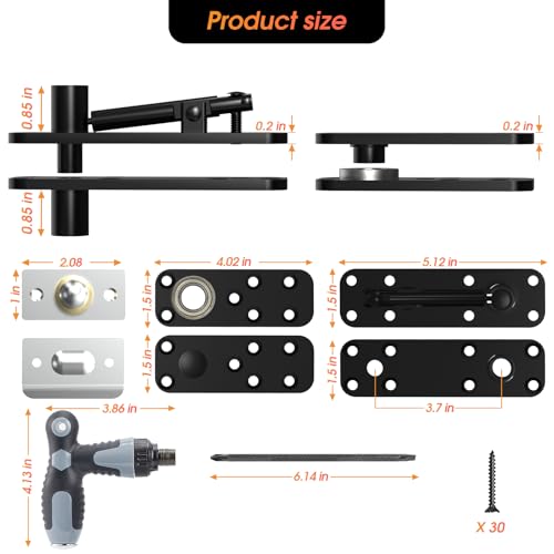 Aglehome Pivot Hinge, Heavy Duty Hidden Door Hinge for Wood Secret Door, Pivot Door Hardware for Hidden Door Bookcase, 360 Degree Rotation Stainless Steel Invisible Pivot Hinge System – Black - Image 3