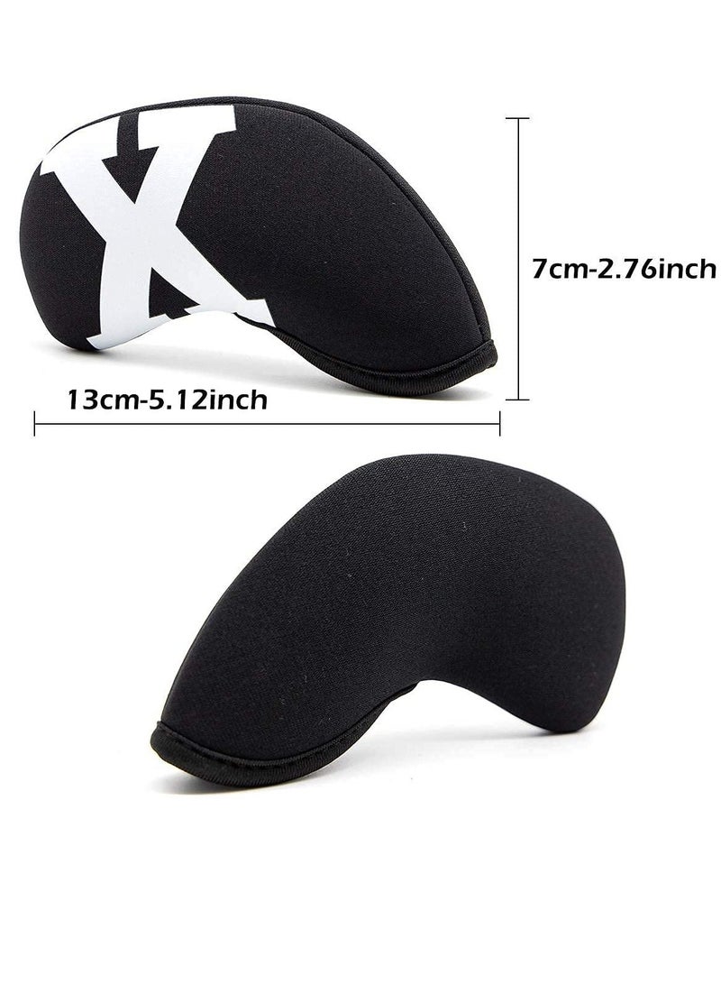 SYOSI Golf Club Head Cover Set Wedge Iron Protective Head Cover Soft and Durable Waterproof 10pcs 1 Set for Callaway, Ping, Taylormade, Cobra, Mizuno (Black-Large White Numbers) - Image 5